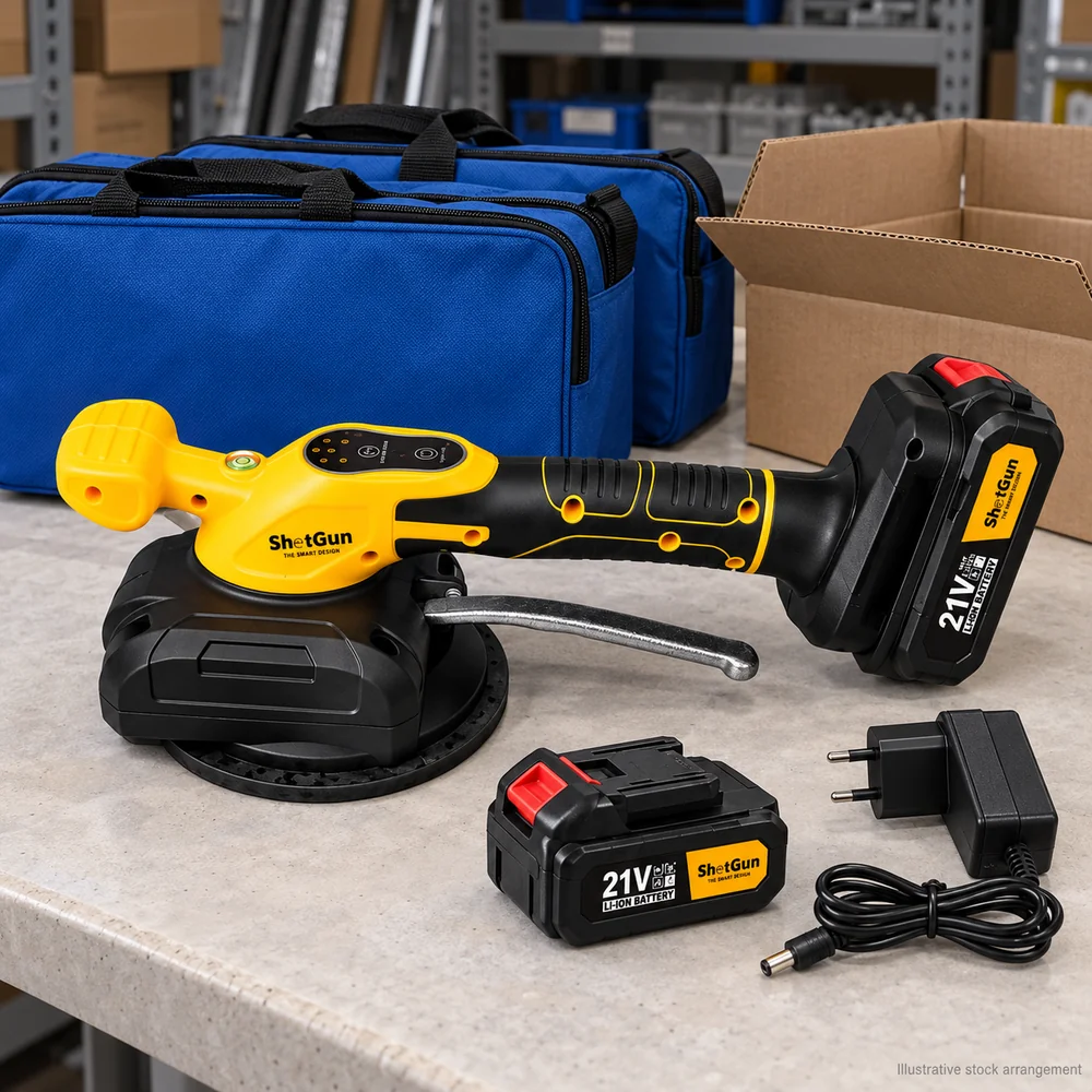 ShetGun 21V Cordless Tile Vibrator Kit with 2 Batteries & Carry Bag